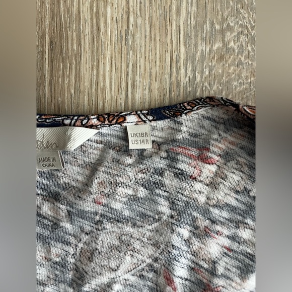 Boden Women’s  V-Neck Jersey Mini Dress Navy Paisley Terrace - Size 14 - Picture 5 of 10